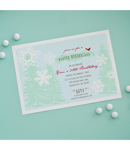 Winter Wonderland Holiday or Birthday Party Printable Invitation